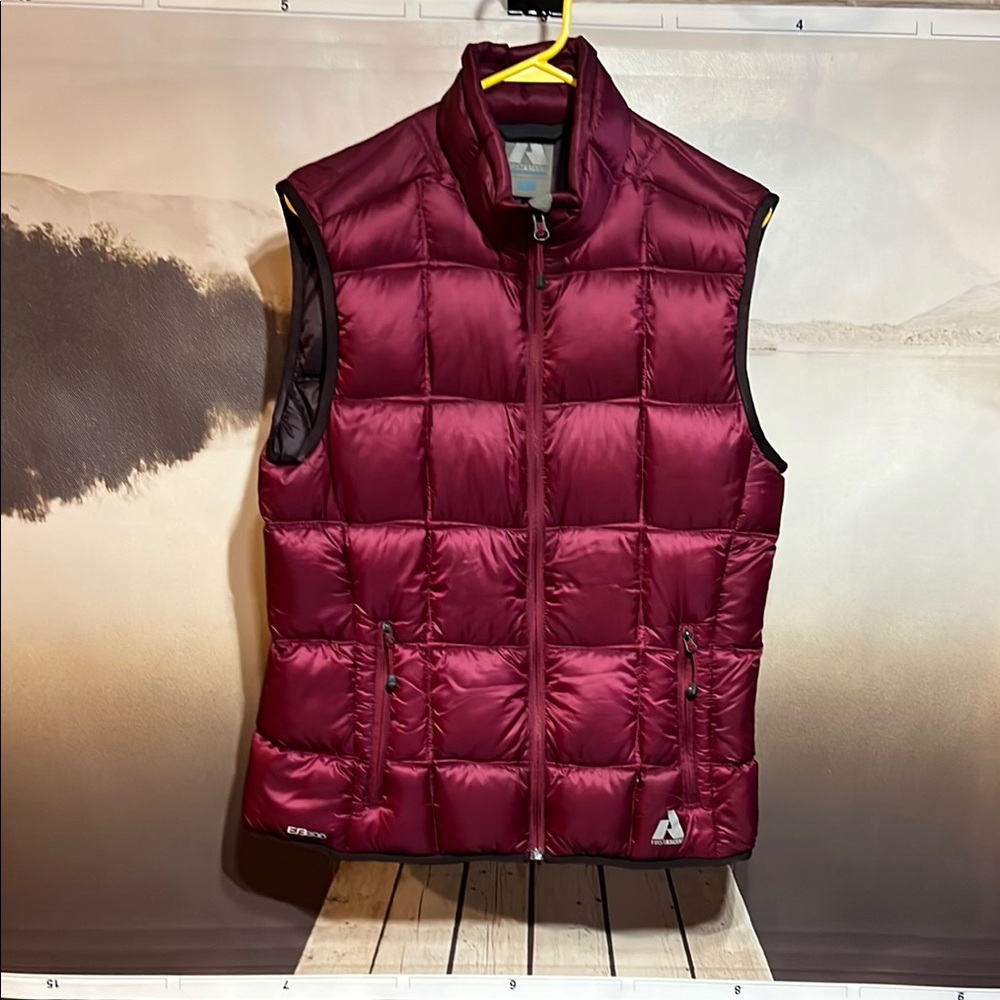 Burgundy Puffer Vest. Eddie Bauer/First Ascent 800 fill Down